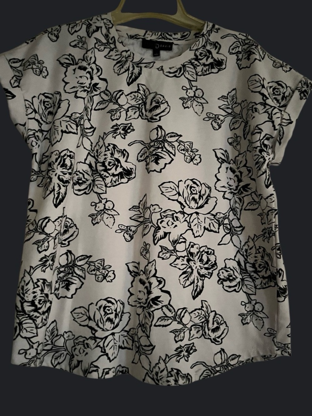 Fred David Black & White Floral Short Sleeve Top